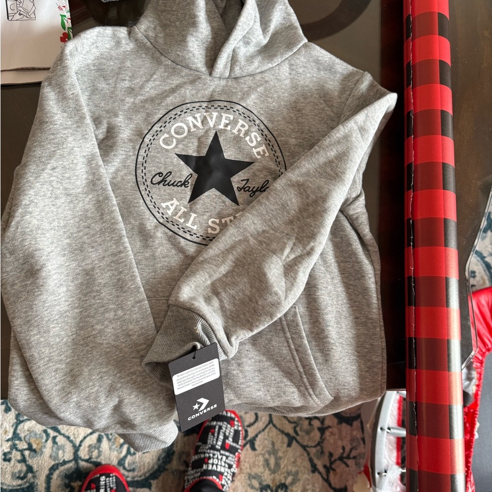 Converse Youth Full Zip Hoodie Gray Size Medium 10-12Years Unisex Kids Casual